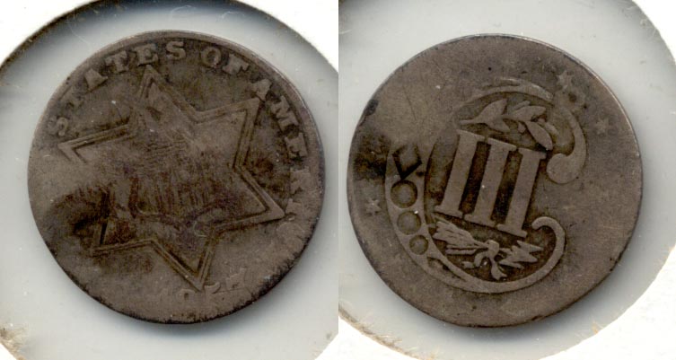 1857 Three Cent Silver Good-4 Warped