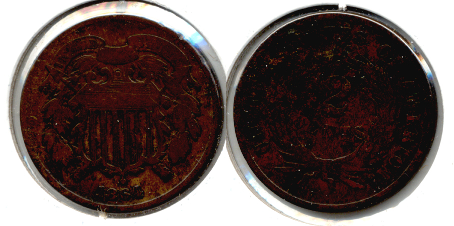 1864 Large Motto Two Cent Piece AG-3 b