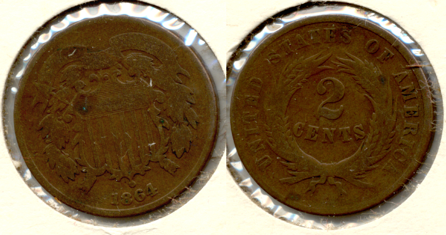 1864 Large Motto Two Cent Piece AG-3 c