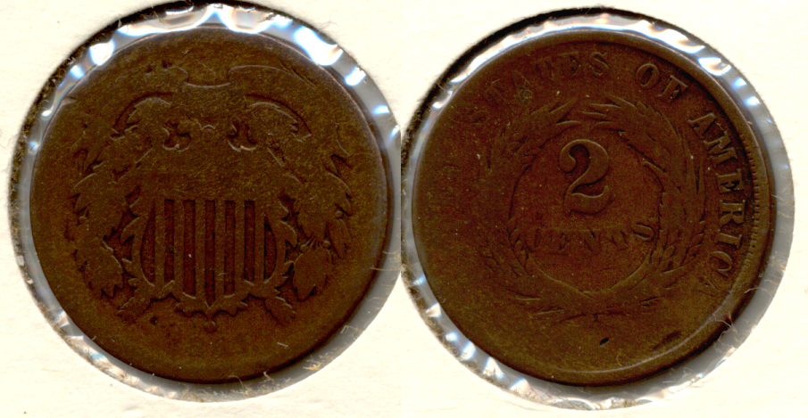 1864 Large Motto Two Cent Piece AG-3 d