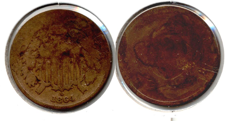 1864 Large Motto Two Cent Piece AG-3 h