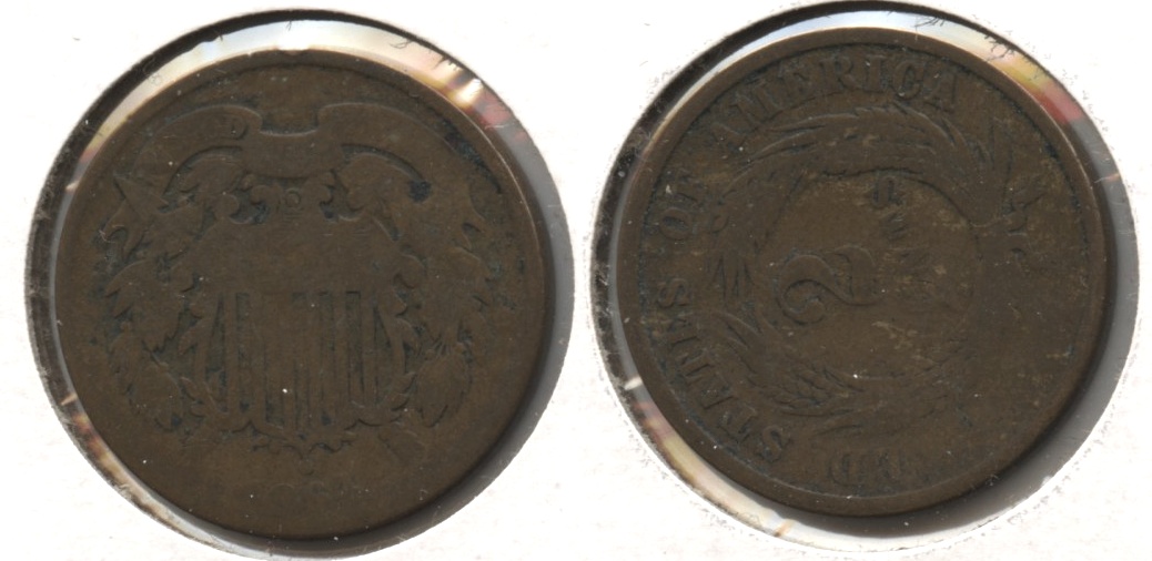 1864 Large Motto Two Cent Piece AG-3 #q Rotated Reverse