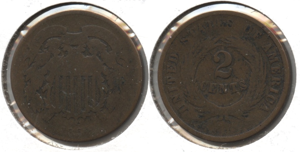 1864 Large Motto Two Cent Piece AG-3 #r