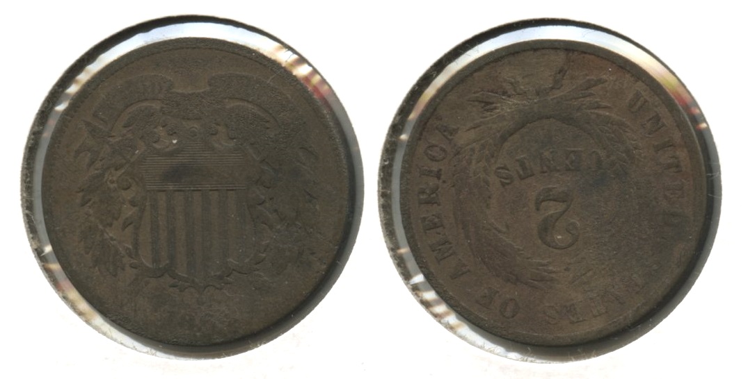 1864 Large Motto Two Cent Piece AG-3 #s Even Porosity