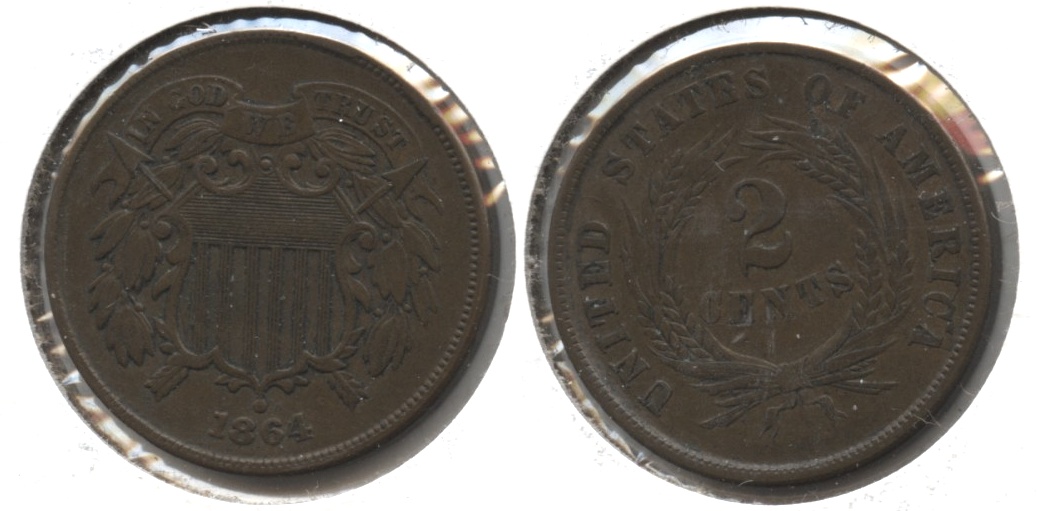 1864 Large Motto Two Cent Piece EF-40 #b