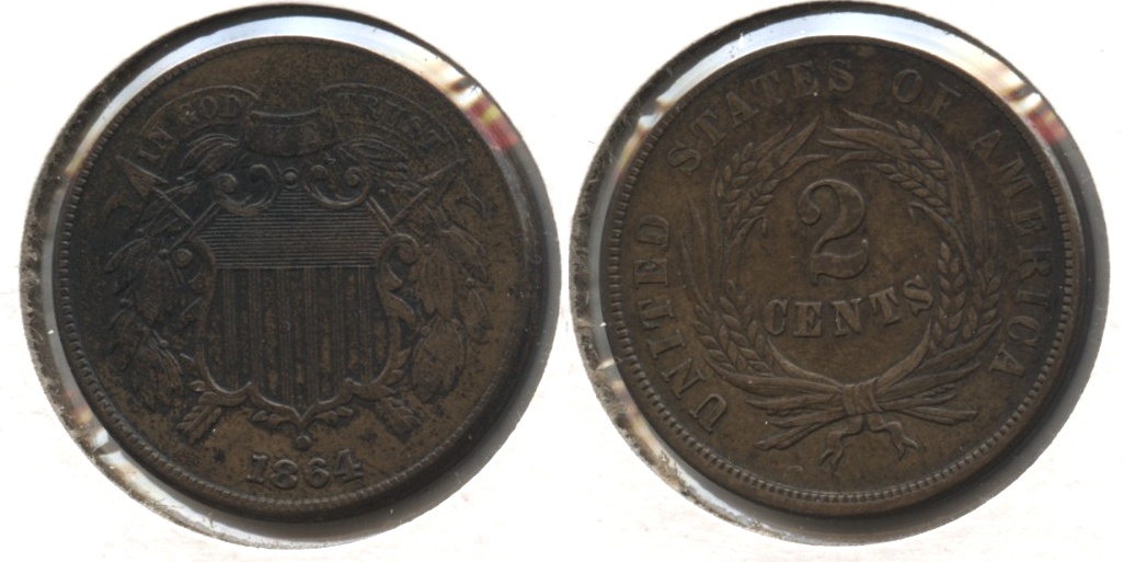 1864 Large Motto Two Cent Piece EF-40 #c