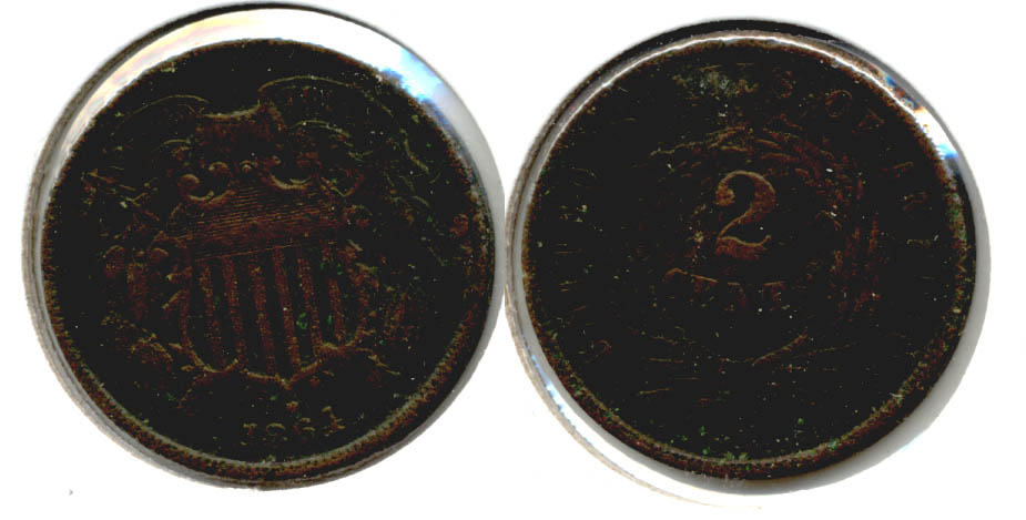 1864 Large Motto Two Cent Piece Fine-12 a Dark