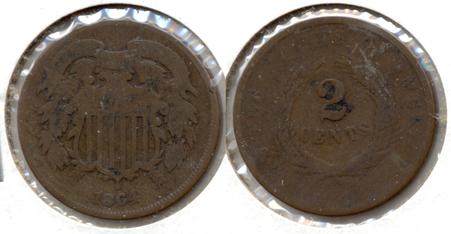 1864 Large Motto Two Cent Piece Good-4 ah