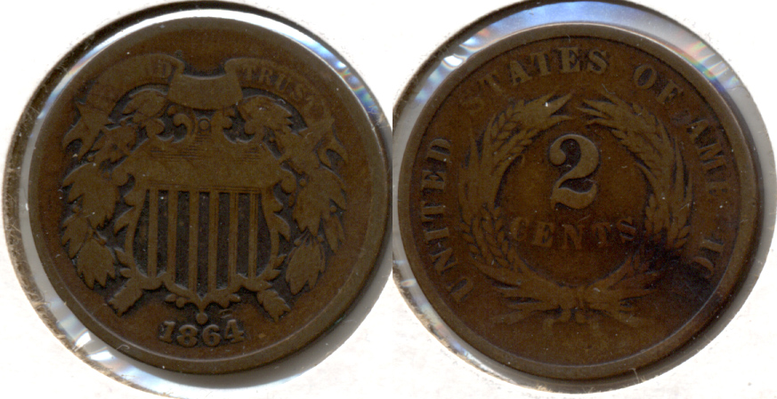 1864 Large Motto Two Cent Piece Good-4 ai