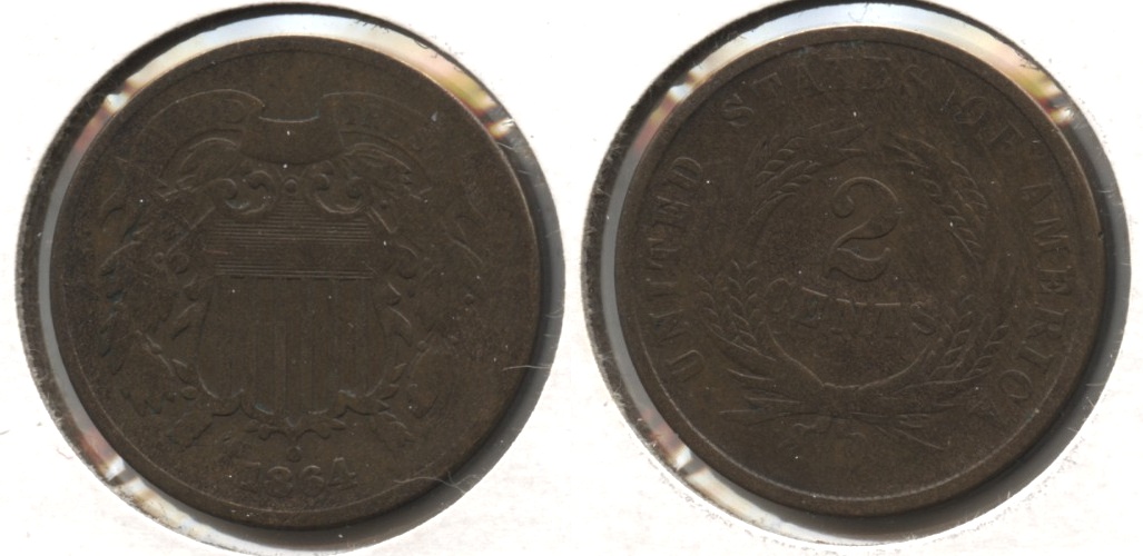 1864 Large Motto Two Cent Piece Good-4 #am
