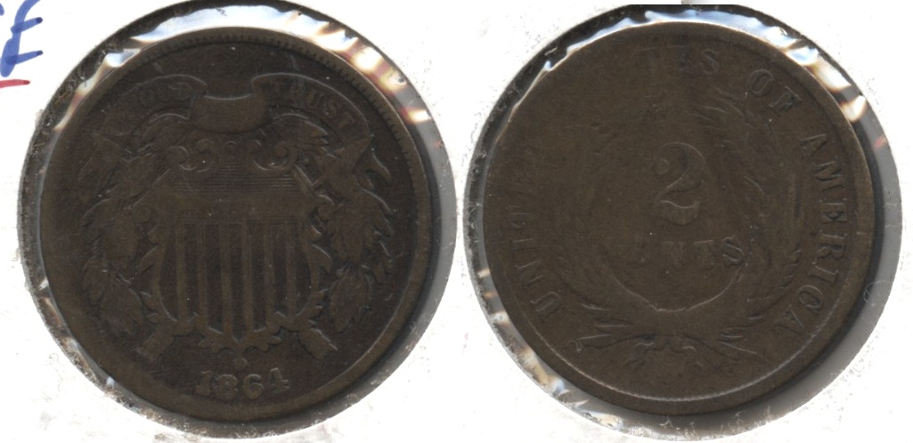 1864 Large Motto Two Cent Piece Good-4 #ar