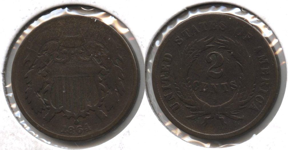 1864 Large Motto Two Cent Piece Good-4 #as