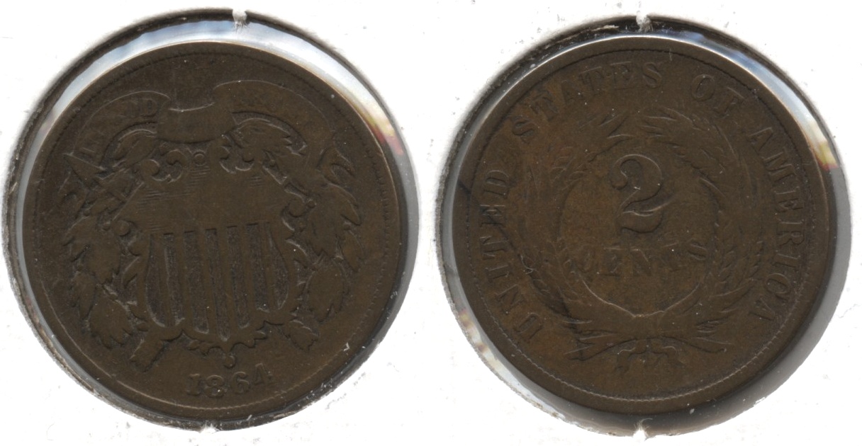 1864 Large Motto Two Cent Piece Good-4 #aw