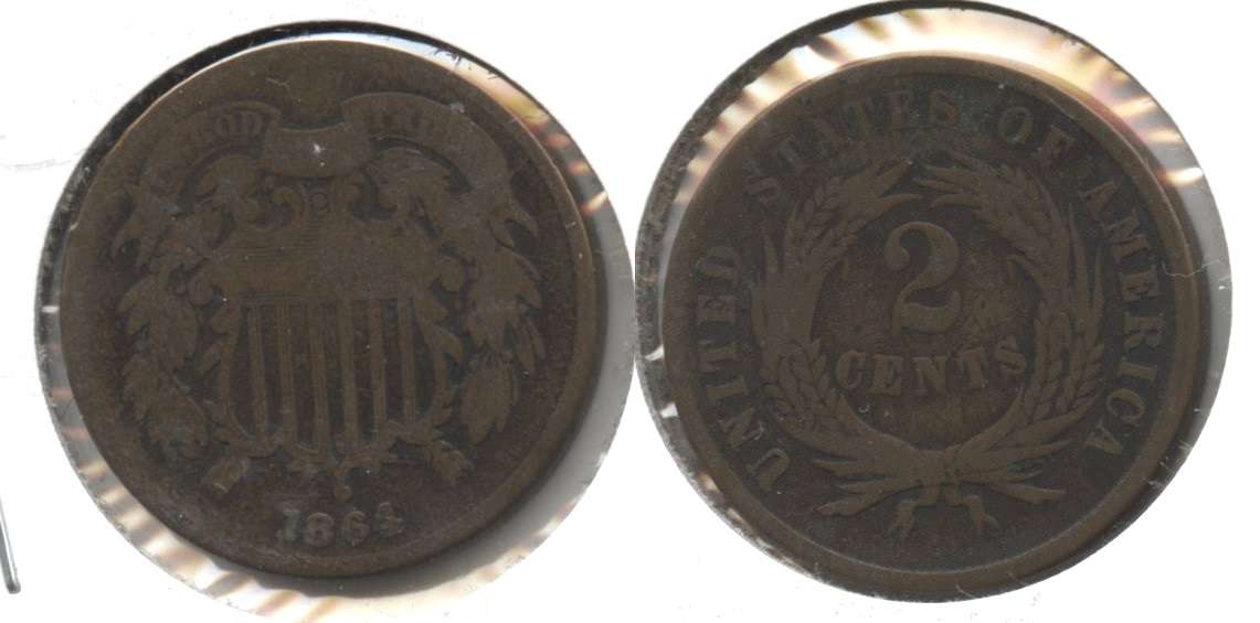 1864 Large Motto Two Cent Piece Good-4 #ax