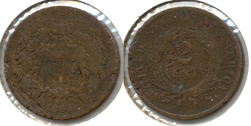 1864 Large Motto Two Cent Piece Good-4 g Pitting