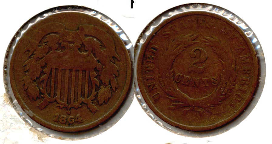1864 Large Motto Two Cent Piece Good-4 s