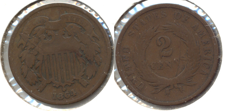 1864 Large Motto Two Cent Piece Good-4 u