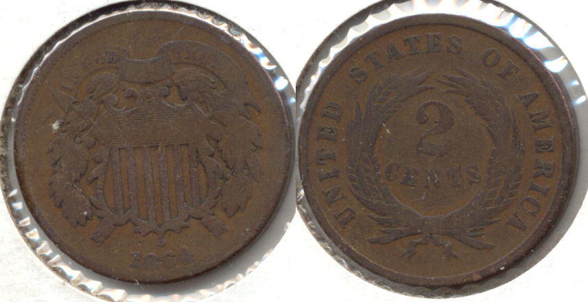 1864 Large Motto Two Cent Piece Good-4 v
