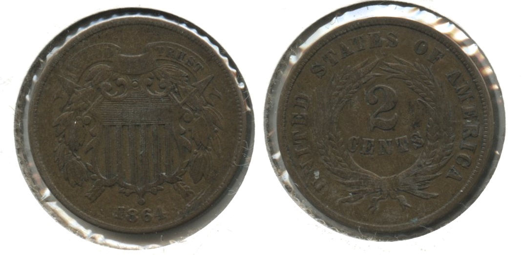 1864 Large Motto Two Cent Piece VF-20 #e