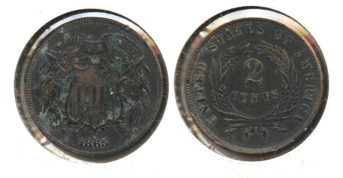 1865 Two Cent Piece EF-40 #g Dark