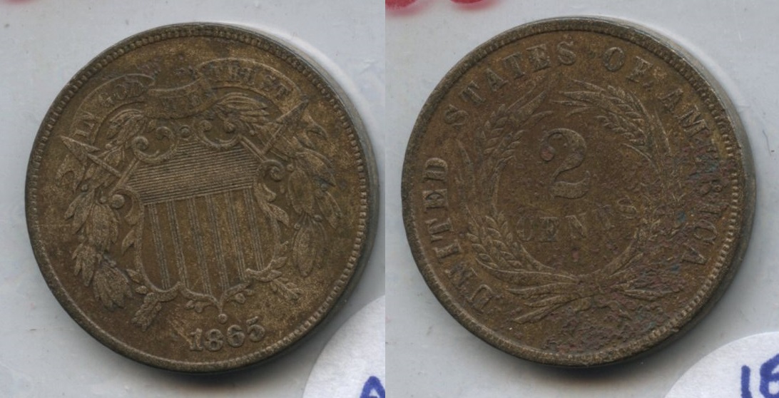 1865 Two Cent Piece EF-40 #h Some Pitting