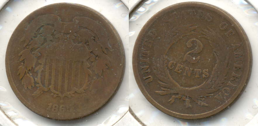 1865 Two Cent Piece Good-4 n