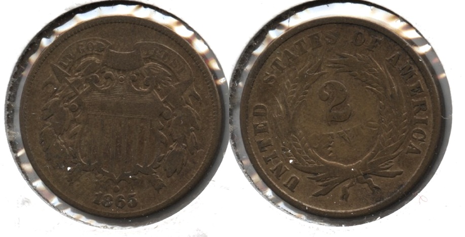 1865 Two Cent Piece VG-8 j Cleaned