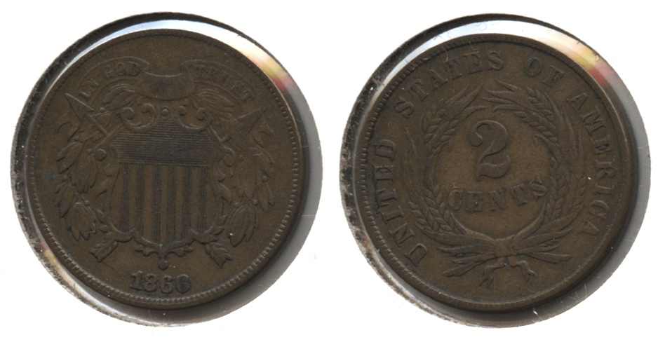 1866 Two Cent Piece EF-40 #a