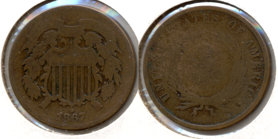 1867 Two Cent Piece AG-3 b