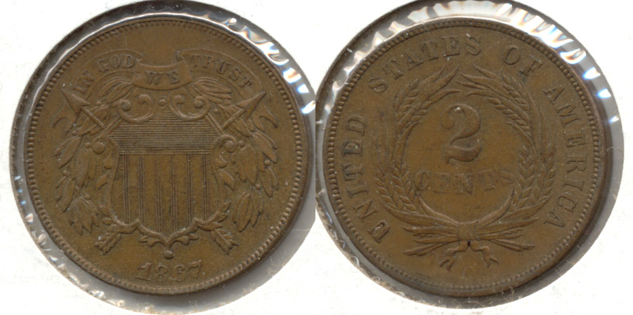 1867 Two Cent Piece AU-55