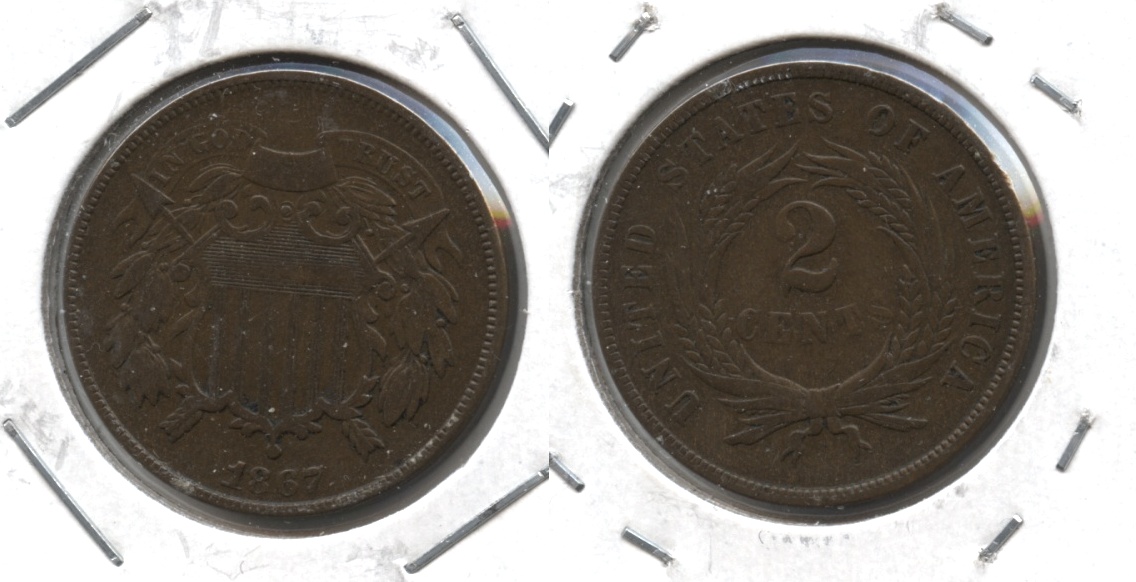 1867 Two Cent Piece Fine-12 #a