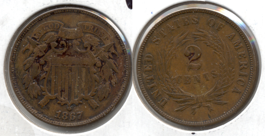 1867 Two Cent Piece VF-20