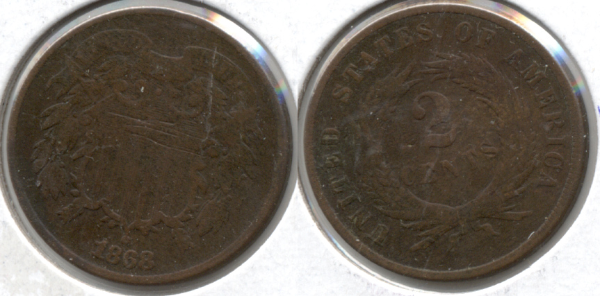 1868 Two Cent Piece Good-4 d Dark