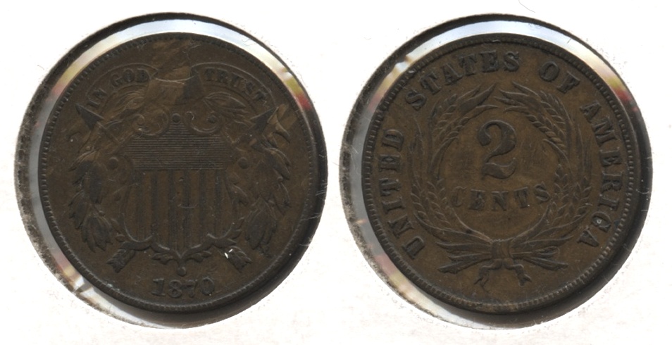 1870 Two Cent Piece EF-45