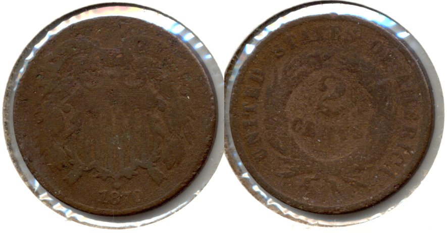 1870 Two Cent Piece Good-4 a Porous