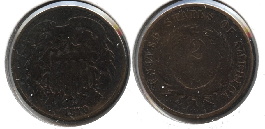 1870 Two Cent Piece Good-4 d Cleaned Retoned
