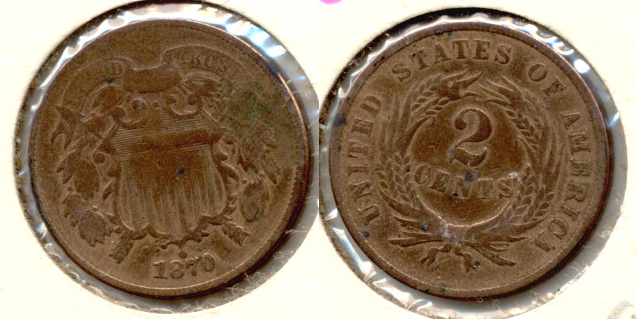 1870 Two Cent Piece VG-8 Cleaned