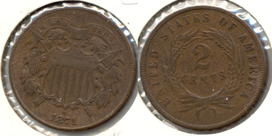 1871 Two Cent Piece VF-30