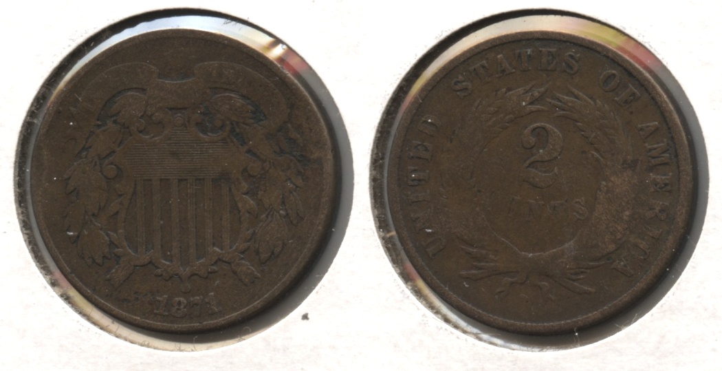 1871 Two Cent Piece VG-8 #b Obverse Bumps